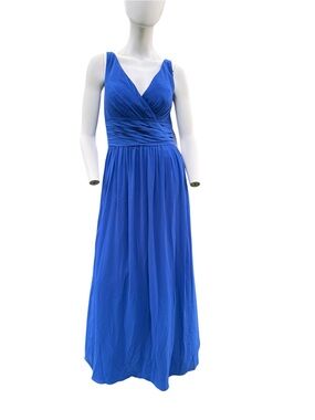 Bill Levkoff Royal Blue V-Neck Sleeveless Maxi Gown